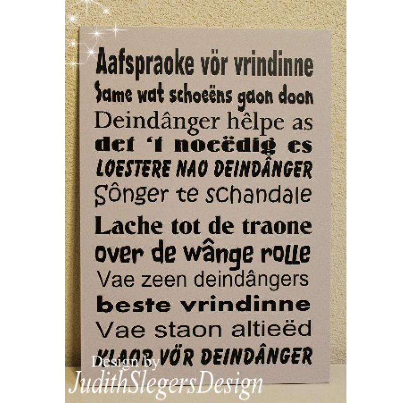 Tekstbord Aafspraoke vör vriendinne