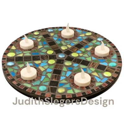 Mozaïek voor 5 theelichtjes
