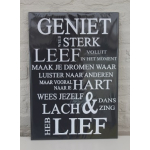 Tekstbord Geniet