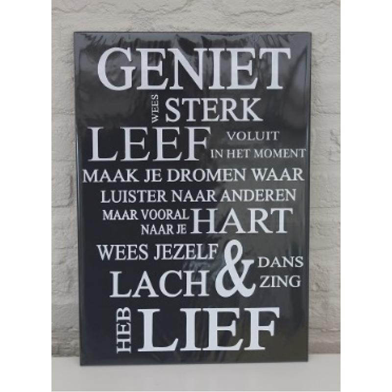 Tekstbord Geniet