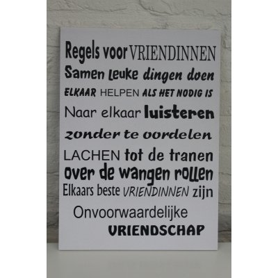 Tekstbord Regels voor vriendinnen Tekstbord Regels voor vriendinnen
