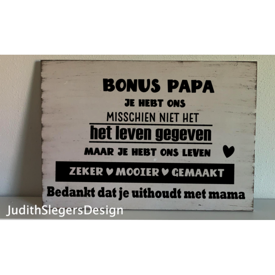 tekstbord bonus papa Mooier