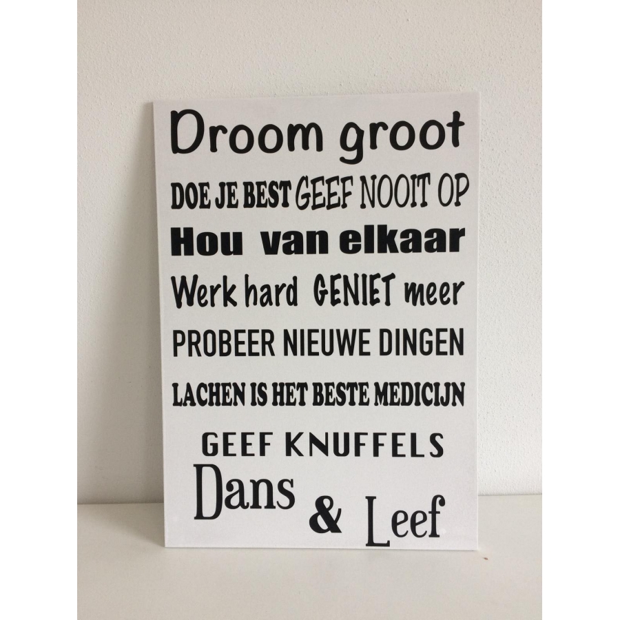Tekstbord Droom groot